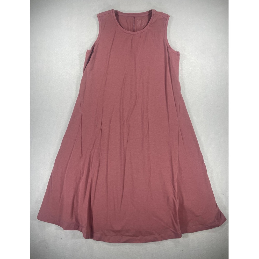 Denim & Co Essentials Mauve Rose Sleeveless Cotton Blend Swing Midi Dress - S
